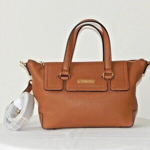 NWT MICHAEL KORS MACKENZIE PEBBLED LEATHER TOP ZIP SATCHEL CROSSBODY BAG ACORN